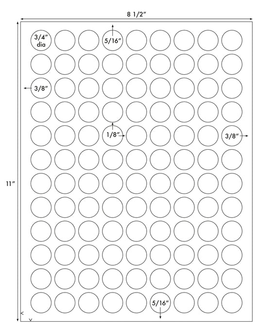 10,800 Small Round printer Labels Printable 0.75 inch Diameter White Matte Stickers 108 Labels per Sheet, 100 Sheets