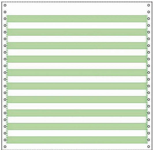 2,700 Sheets 10-5/8" x 11 One Part - One Ply Blank 1/2" Green Bar 20#, NO SIDE PERFORATIONS, Continuous Stock Computer Paper