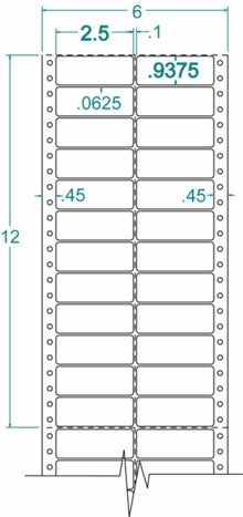 Compulabel® 120104 Continuous Labels, 2-1/2 x 15/16 Two Across  for Dot Matrix Printers, 10M Labels