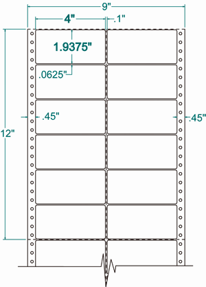 10,000 Compulabel® 120453 Two Across Pin Feed Dot Matrix Label 4 x 1-15/16  (4 x 2 ) Not Perfed between Labels
