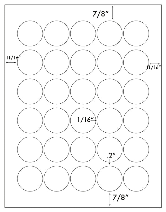 600 Round or Circular Labels, 1-3/8" Diameter, White Matte Inkjet and Laser Stickers 20 Sheets