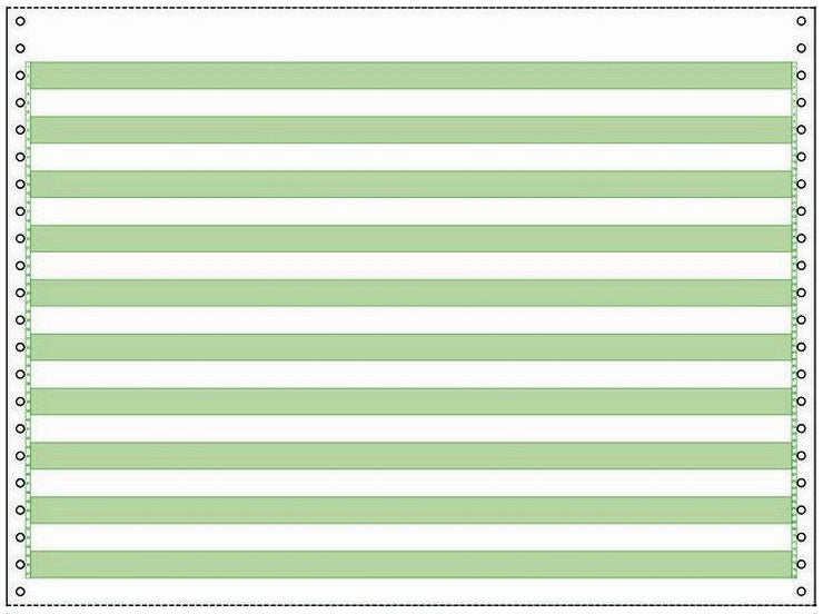 One Part 15# Green Bar, No Margin Perfs
