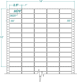 25,000 Compulabel® 140556 Continuous Labels, 5 Across, 2-1/2 x 15/16