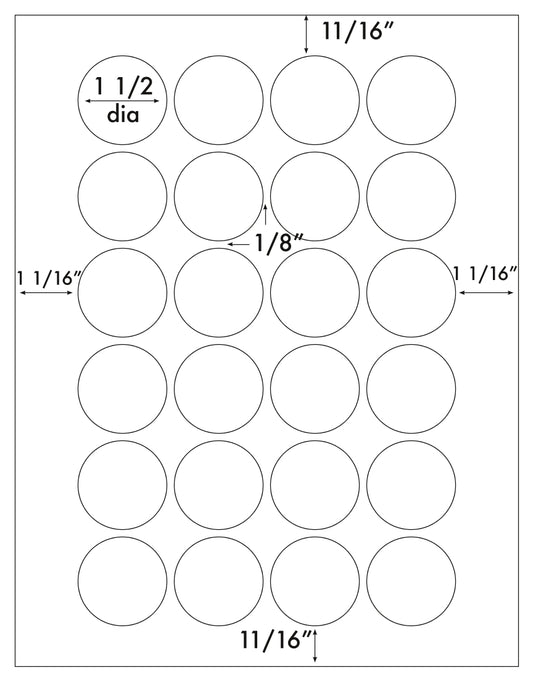 2,400 Circle or Round Labels 1-1/2 Diameter, White Matte Inkjet and Laser Stickers 100 Sheets, 24 Labels per Sheet