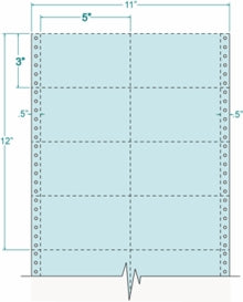 8,000 Compulabel® 210508 Blue, 2 Across Continuous Pin Feed Index Cards, 5 x 3