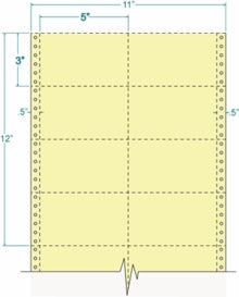 Compulabel® 210554 Yellow, 2 Across, Continuous Pin Feed Index Cards, 5 x 3