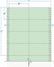 Compulabel® 210600 Green, 2 Across, Continuous Pin Feed Index Cards, 5 x 3
