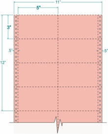 Compulabel® 210701 Two Across, Salmon Colored Continuous Pin Feed Index Cards, 5 x 3