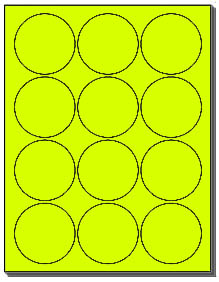 240 Round Labels 2.5" Neon Yellow Fluorescent Round Labels 20 Sheets use Avery® 5294 Template