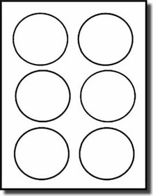 600 Labels, 3 inch Diameter Round White Print to the Edge Laser and Inkjet Labels, 6 Stickers per Sheet, 100 Sheets