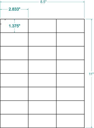 480 White Matte Laser and Inkjet Printable Labels 2.833 x 1.375 20 Sheets