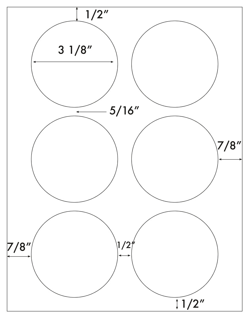 120 Round 3-1/8" Diameter White MatteLaser and Inkjet Printable Labels 6 Per Sheet 20 Sheets