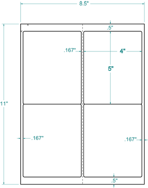 80 312502 Large Laser and Inkjet Printable Labels, 4 x 5 inches 20 Sheets