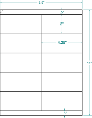 200 Square Corner Rectangular Shipping Labels, 4.25 x 2