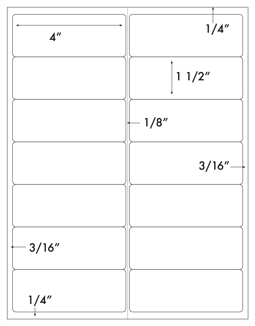 1,400 Labels 4 x 1.5, Laser and Inkjet Printable, use Compulabel® 312052 Template, 100 Sheets