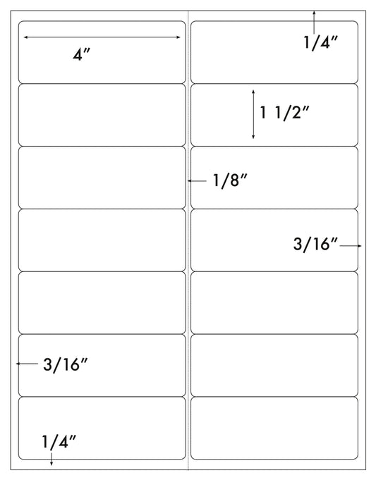 1,400 Labels 4 x 1.5, Laser and Inkjet Printable, use Compulabel® 312052 Template, 100 Sheets