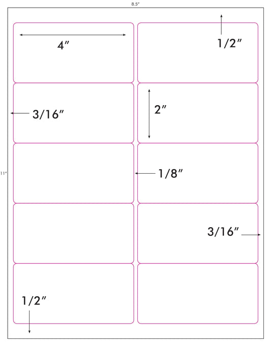 1,000 Laser ONLY Weatherproof and Waterproof Durable White Vinyl Labels, 4 x 2, 100 Sheets, 10 Labels per Sheet Avery® 15513 Template