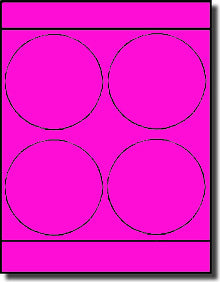Large Round Laser Neon Pink 4" Labels by Label Outfitters® - 4 Labels Per Sheet - 100 Sheets