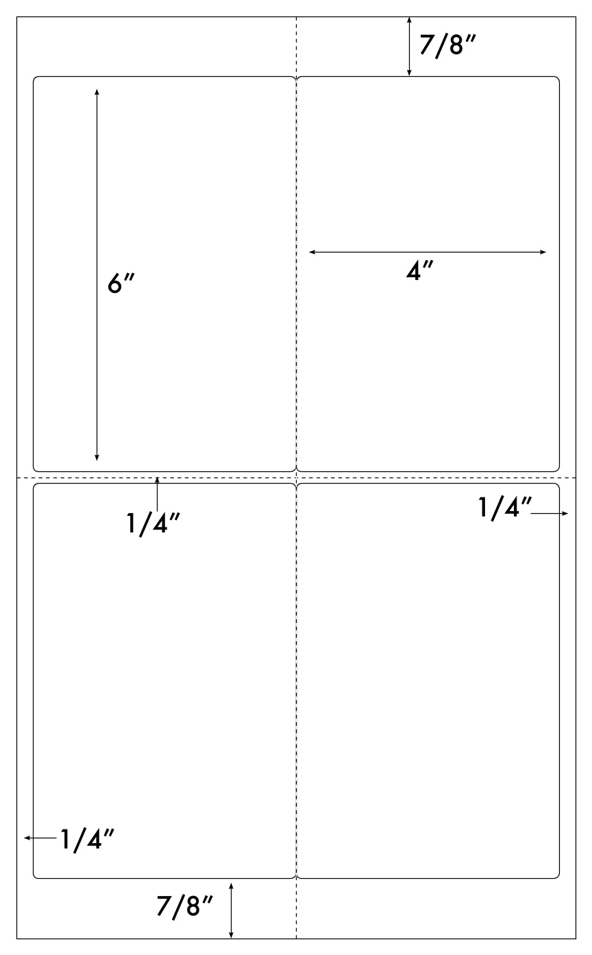 400 Label Outfitters® 4" x 6" GS1-128 Laser Semi Gloss Shipping Labels, 4 Label Per Sheet