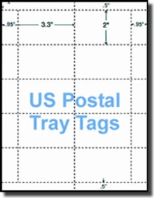 US Postal Service Tray Tags, White