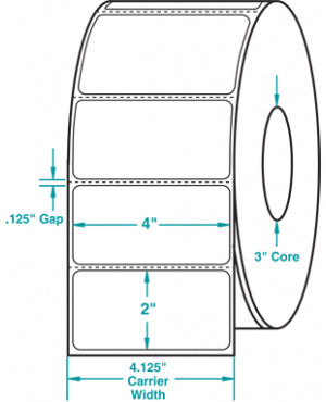 11,600 Compulabel® Direct Thermal Labels 4" x 2" on a 3 inch Core, 2,900 Labels per Roll, Compulabel® 510041