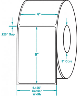 4,000 Compulabel® Direct Thermal Labels 4" x 6" on a 3 inch Core, 1,000 Labels per Roll, Compulabel® 510107