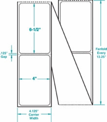 Compulabel®  520053 Direct Thermal Fan Folded Labels, 6.5 x 4, 4,000 Labels/Carton