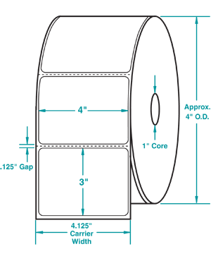 Compulabel® 530000 Case of 16 Rolls, 4 x 3 Direct Thermal Labels, 1 inch Core, Perfed, 8,000 Labels/Carton
