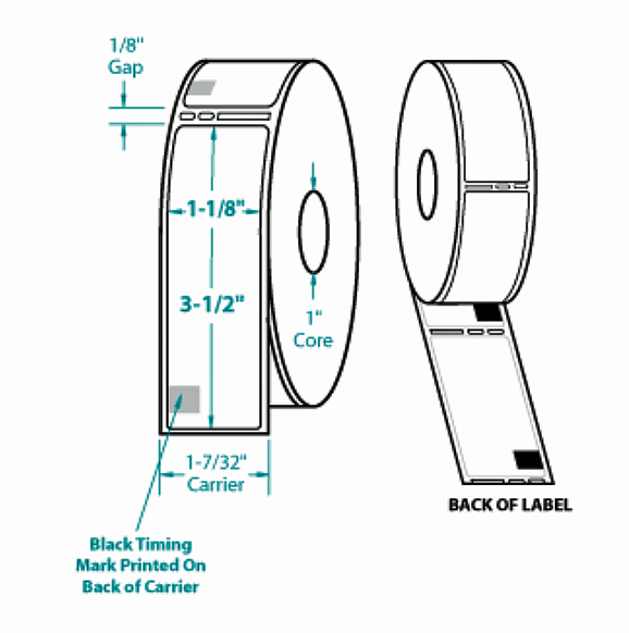 Compulabel® 530357 Direct Thermal Labels 1-1/8 x 3-1/2 - One Across, for use on Dymo® Printers