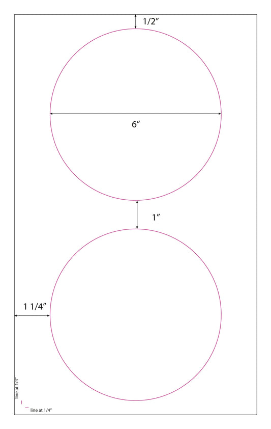 200 Very Large 6" Diameter White Matte Printable Labels 2 Up On Legal Sheet, 100 Sheets