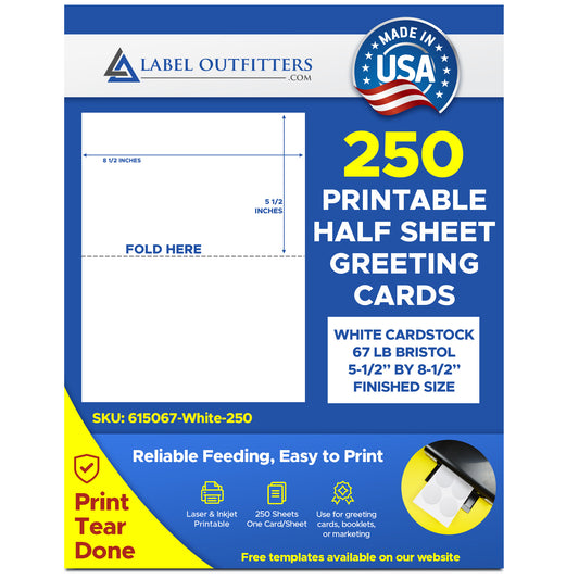 250 Half Sheet 5-1/2" x 8-1/2" Greeting Card Stock, 250 Cards Per Pack
