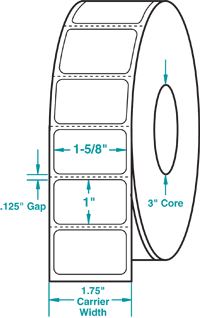 Compulabel® 620076 Thermal Transfer Labels, 1-5/8 x 1, Perfed