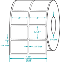Compulabel® 620098 Thermal Transfer Labels, 2" x 1-1/2", 2 Across, 30,400 Labels