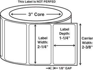 Compulabel® 620133 Thermal Transfer Labels, 2-1/4" x 1-1/4", Wound Out, 3" Core