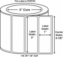 Compulabel® 620177 Thermal Transfer Labels, 3" x 1", Perfed
