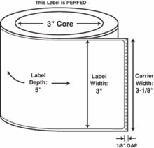 Compulabel® 620313 Thermal Transfer Labels, 3 x 5, Perfed