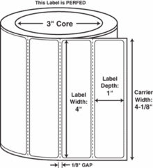 Compulabel® 620425 Thermal Transfer Labels, 4 x 1, Perfed