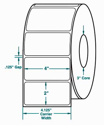 11,600 Compulabel® 620458 Thermal Transfer Labels, 4 x 2, 4 Rolls with 2,900 Labels per Roll
