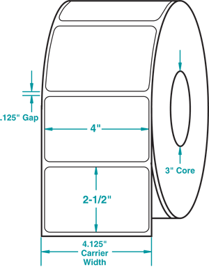 9,400 Compulabel® 620504 Thermal Transfer Labels, 4" x 2-1/2", 2,350 per Roll, Four Rolls