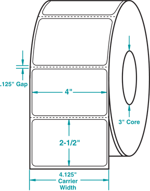 Compulabel 620515 Thermal Transfer Labels, 4" x 2-1/2", Perfed