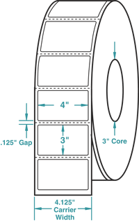Compulabel® 620561 Thermal Transfer Labels, 4 x 3, Perfed Between Labels