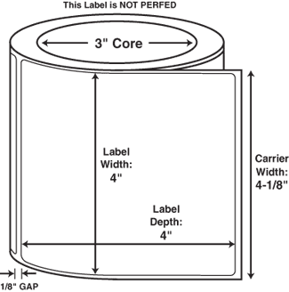 Compulabel® 620605 Thermal Transfer Labels, 4 x 4 inch, Wound Out, Not Perfed