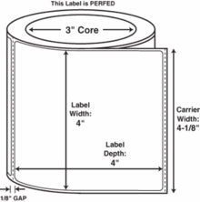 Compulabel® 620616 Thermal Transfer Labels, 4 x 4, Wound Out, Perfed