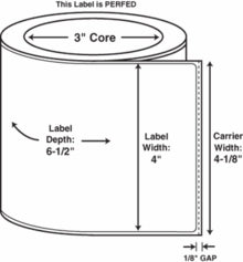 Compulabel® 620853 4 x 6-1/2 Thermal Transfer Roll Labels (Perfed between Labels)