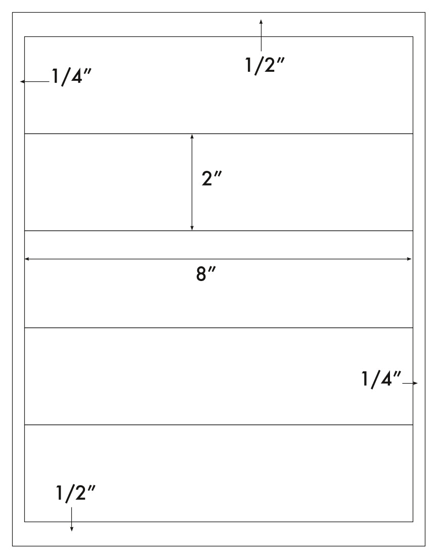 500 Label Outfitters® Large White Matte Labels 8" x 2" inches 5 Labels per Sheet 100 Sheets