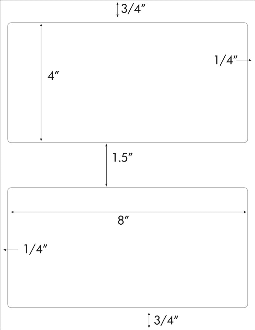 40 Large White Matte Labels 8" x 4" inches 2 Labels Per Sheet 20 Sheets