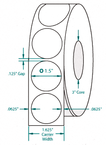 Compulabel® 910271 Wafer Tab Seals, 1-1/2 inch Diameter White, Non-Perfed, 4,000 Tab Seals per Roll, 60,000 / Case