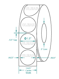 Compulabel® 910416 Wafer Tab Seals, 1-1/2 inch Diameter, Translucent, Not Perfed, 4,000 per Roll, 60,000 / Case