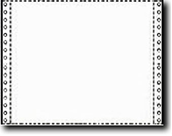 9.5" x 7" Continuous 1 Part, White Computer Paper, 20 lb. White Forms Bond, 2,700 Sheets