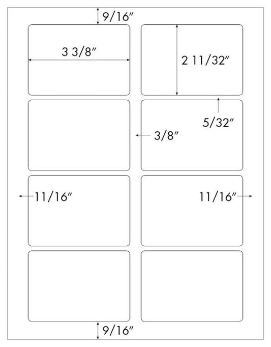 160  Name Badge Labels, 3.375 x 2.33 - White Matte 20 Sheets